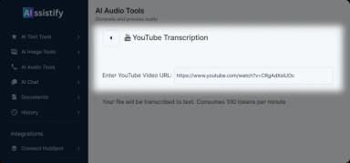 AIssistify: Transcribe YouTube Videos