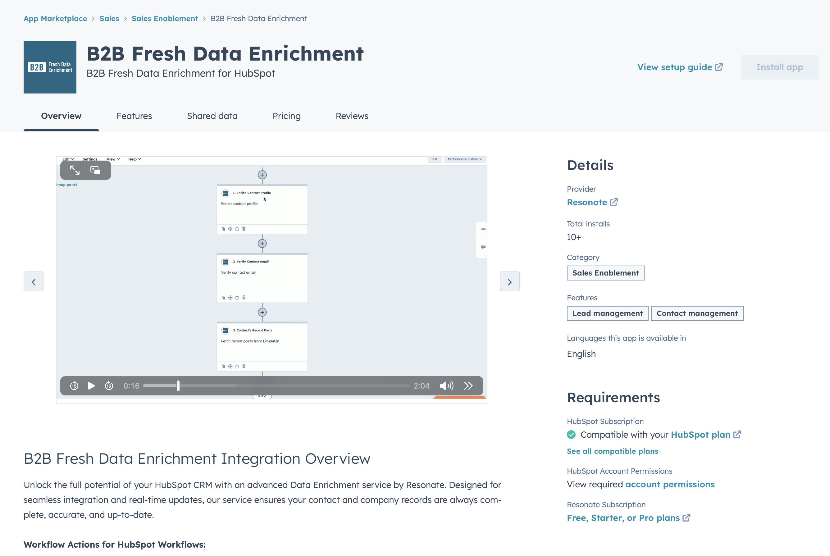 Data Enrichment App - HubSpot Marketplace